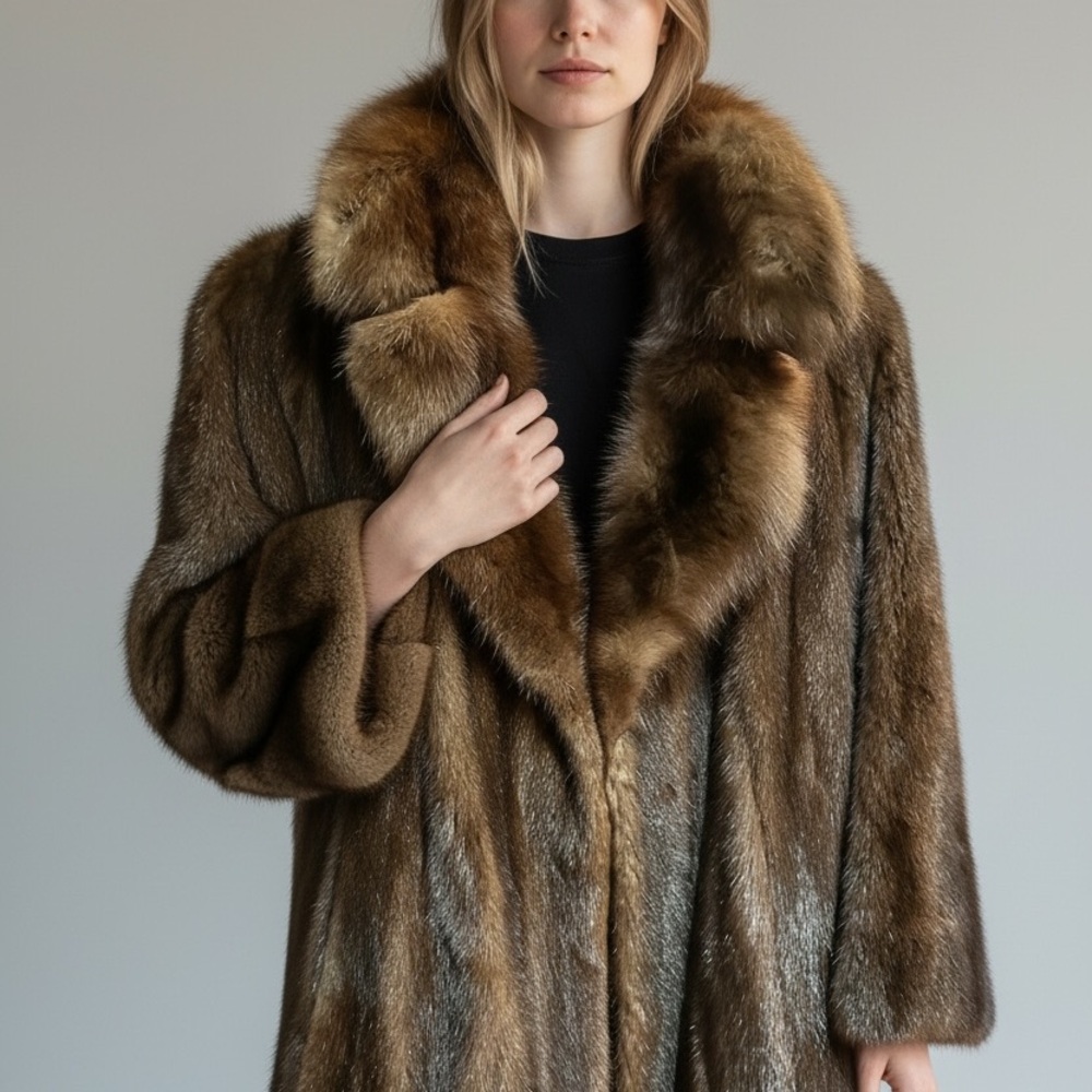 Vintage Mink Stroller Coat with Russian Sable Collar